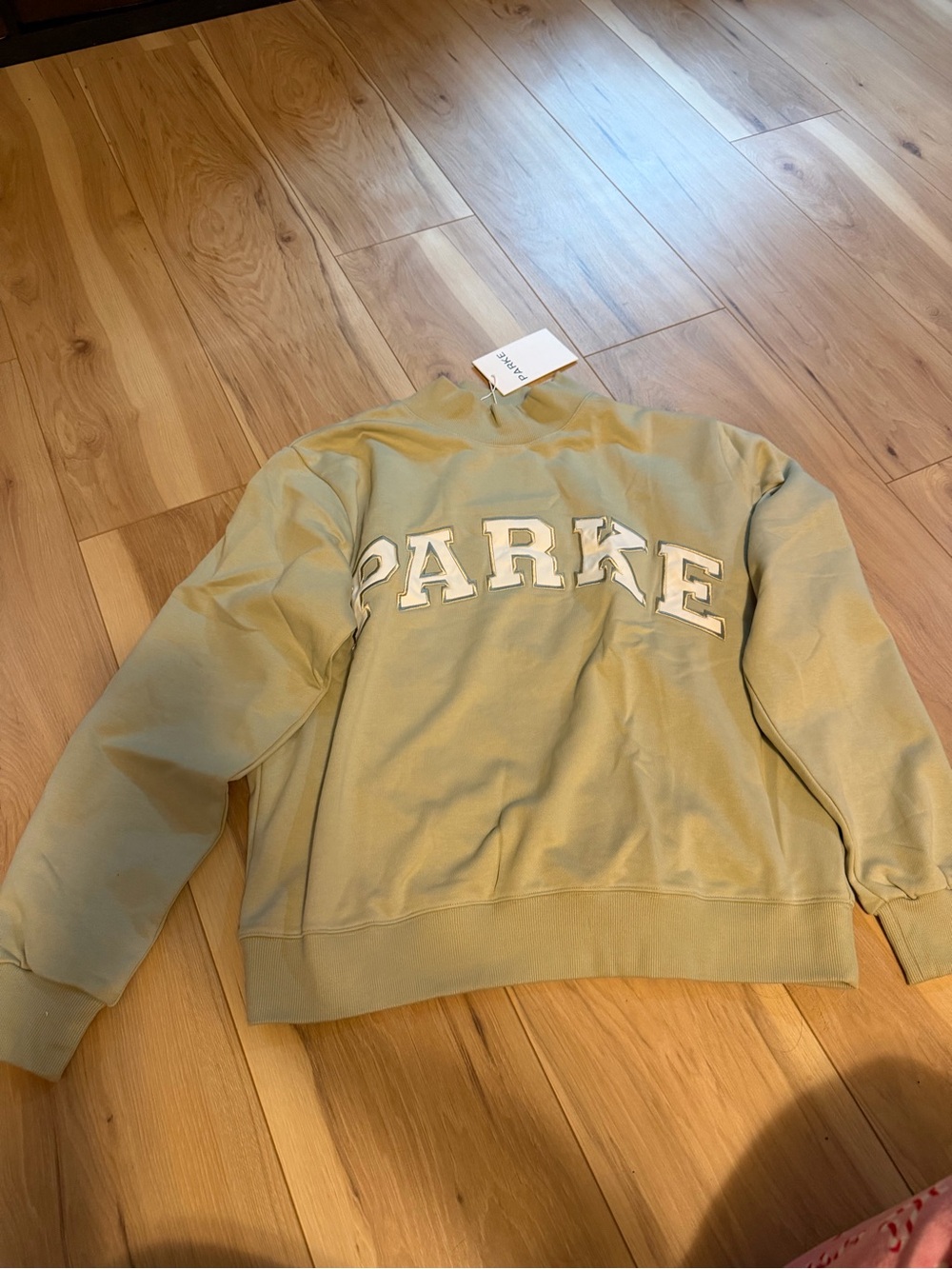 Parker Sage Green Pullover Sweatshirt with White Lettering